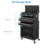 8-Drawer Rolling Tool Chest w/Lock, Tool StoraCabinet w/Wheels, Detachable Top, Drawers & Drawer Liners, Tool Organizer Box for Garage, Warehouse & Repair Shop