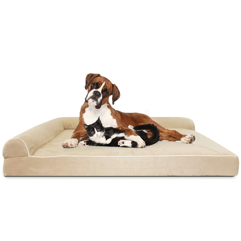 Kundu - Orthopedic Memory Foam Dog Bed with L-Shaped Pillow &amp; Waterproof Liner &amp; Anti-Slip Bottom