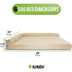 Kundu - Orthopedic Memory Foam Dog Bed with L-Shaped Pillow &amp; Waterproof Liner &amp; Anti-Slip Bottom