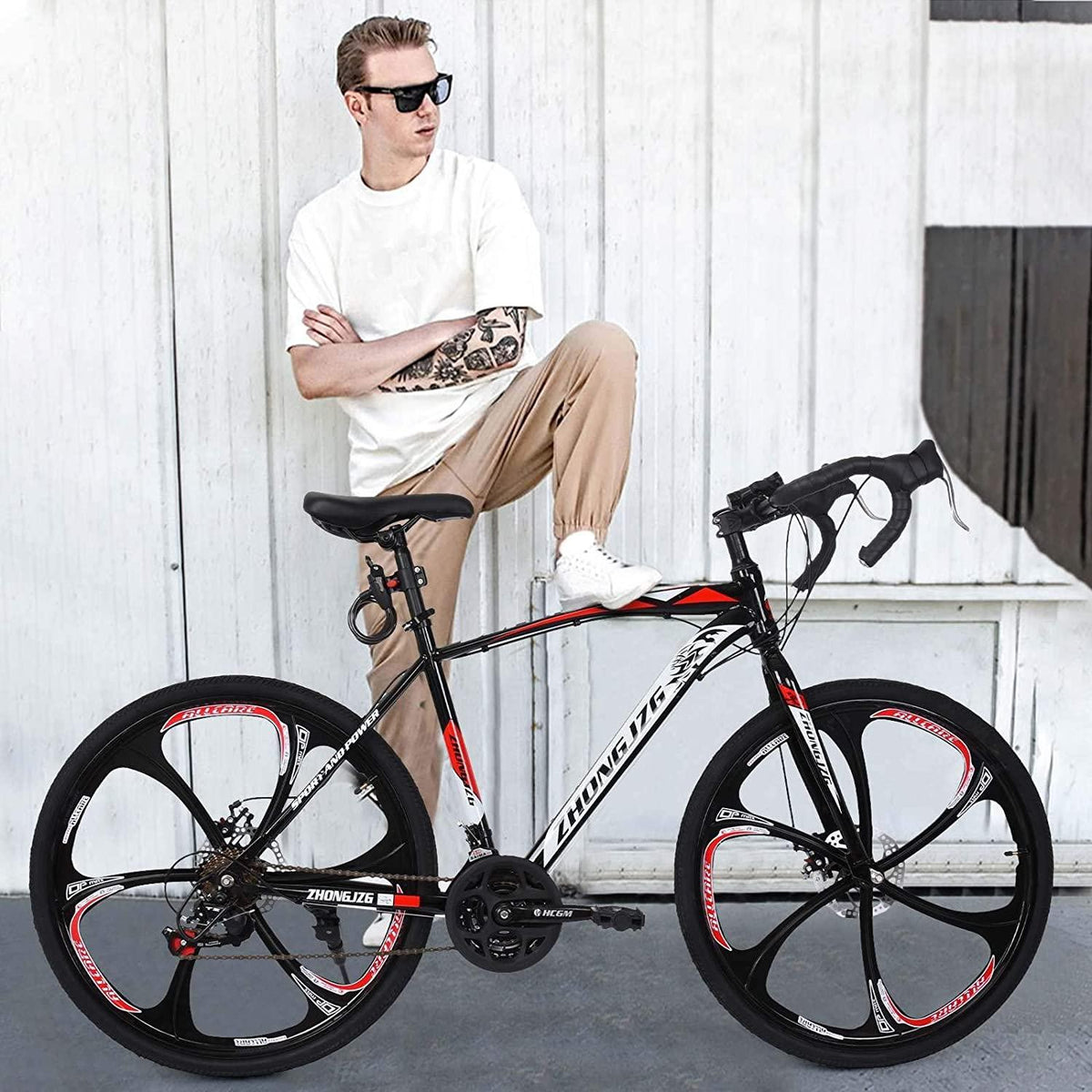 BESLUK Road Bike,21 Speed Disc Brakes, 700c Aluminum Full Suspension Road Bike for Mens/Womens