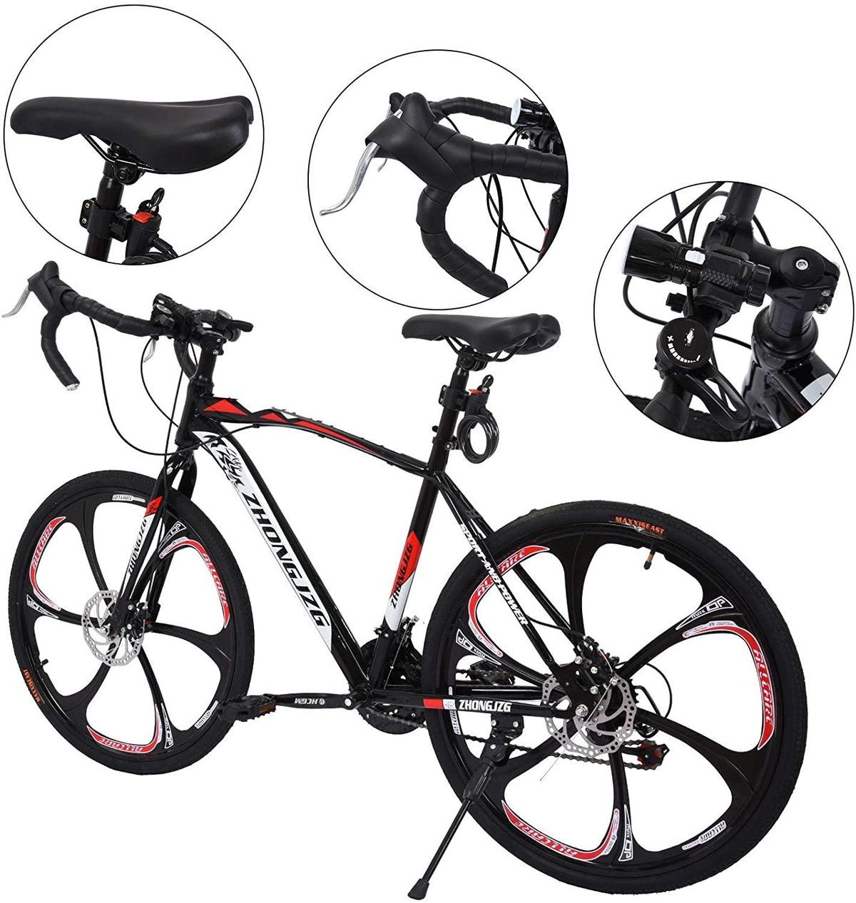 Shirt Luv USA in Stock Aluminum Road Bike, Carbon Fork Road Bike 21 Speed Disc Brakes, 700c, Red