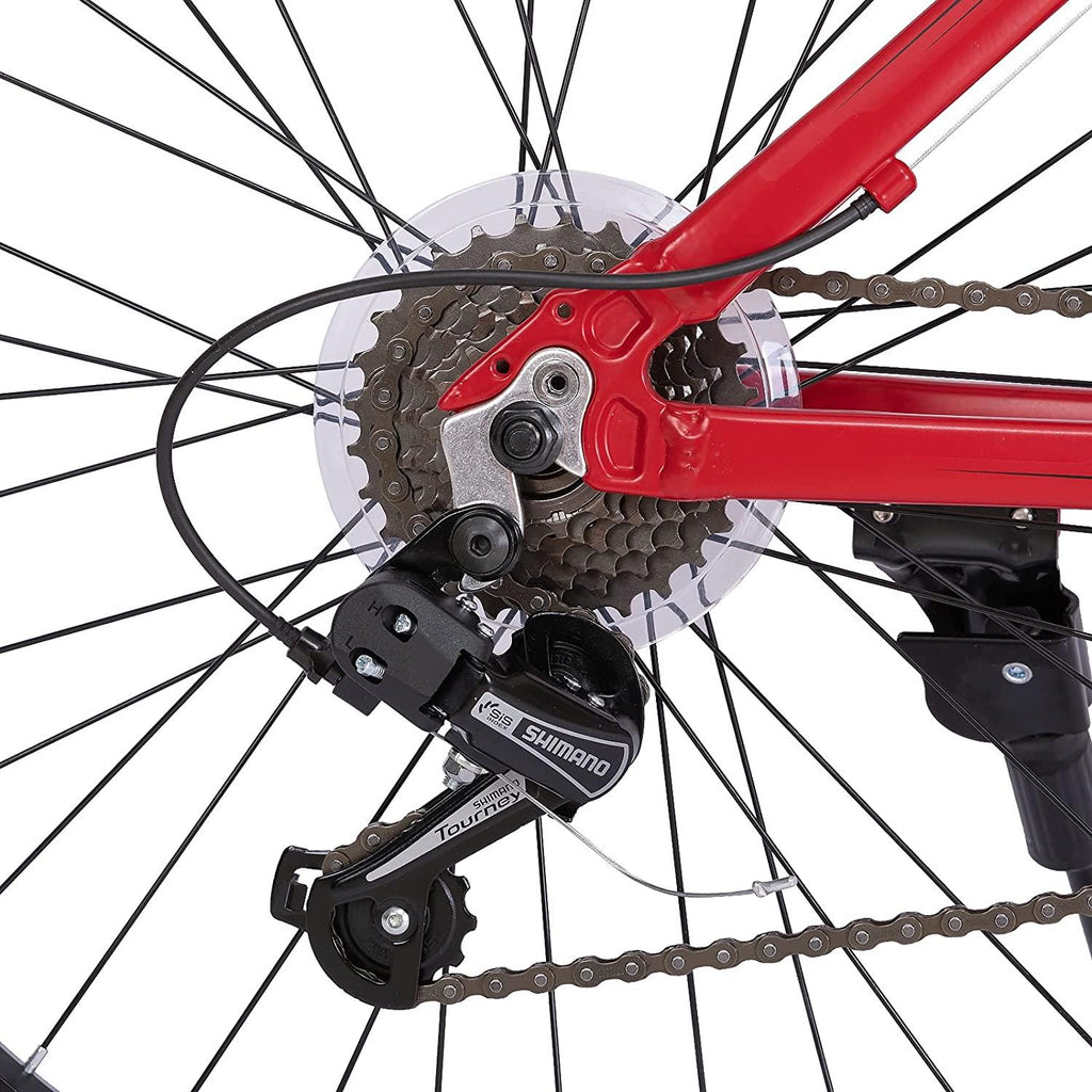 Huntaway 24 Inch Aluminium Frame Kids Mountain Bike,  21 Speeds Bike for Youth Red