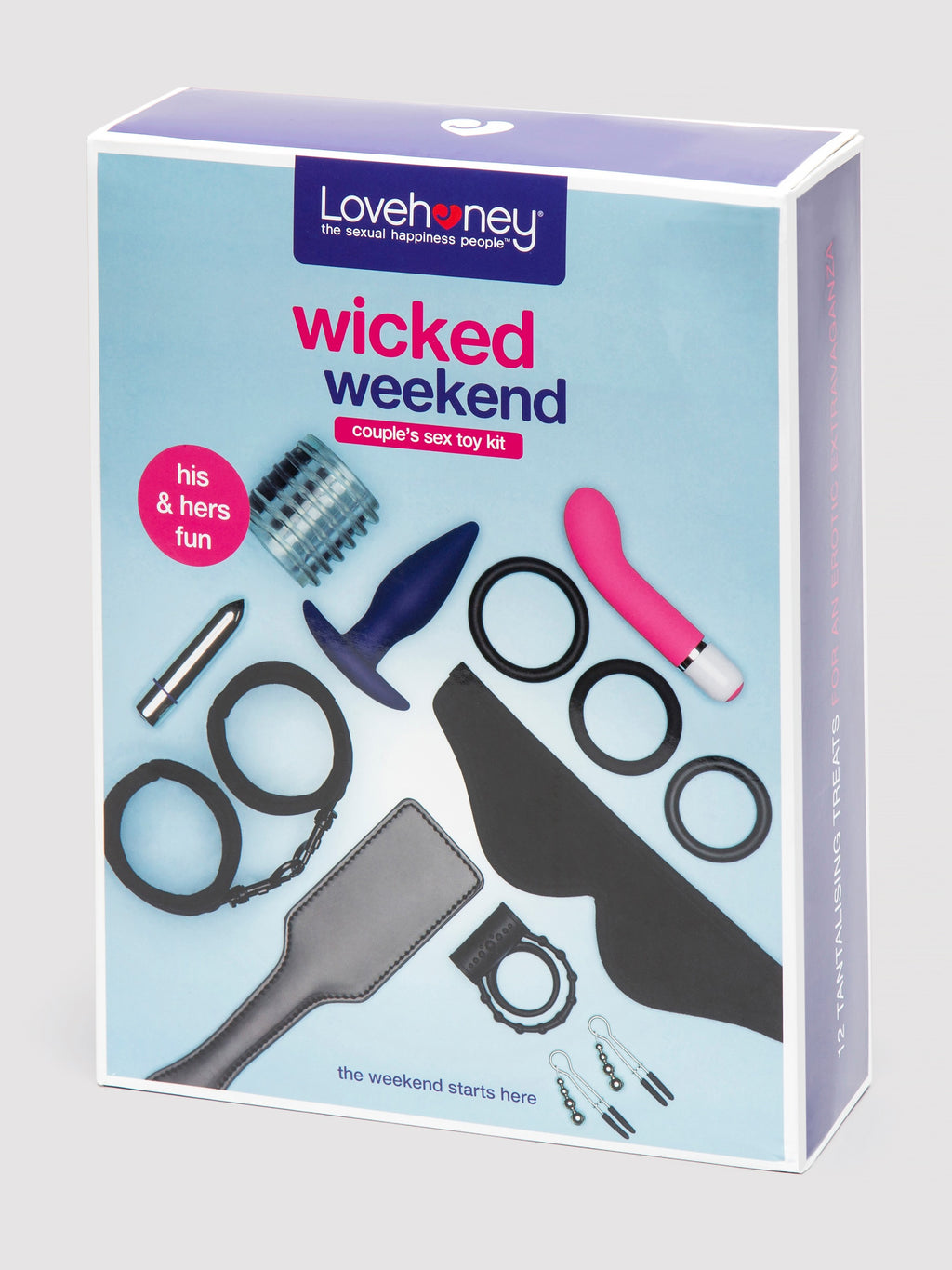 Lovehoney Wicked Weekend Jumbo Couple's Sex Toy Kit (12 Piece), Black