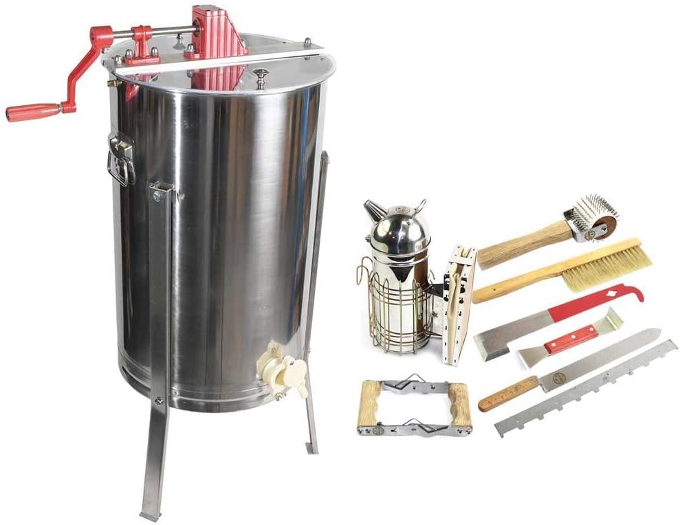 goodland bee supply 2 frame honey extractor with complete beginners bee hive tool kit - gl-e2-tk1