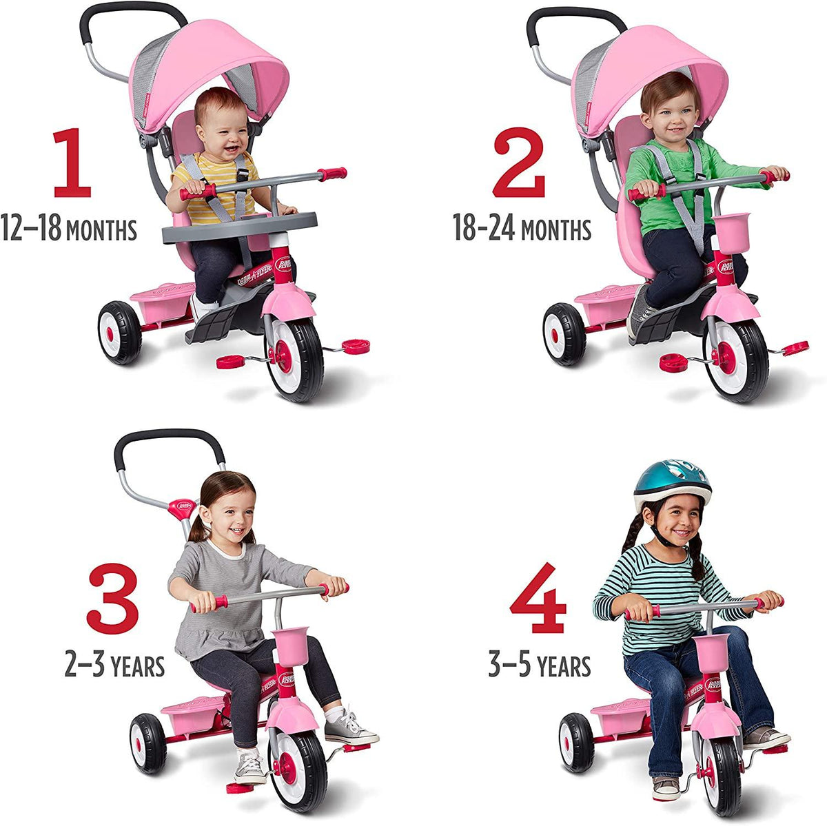 Radio Flyer 4-in-1 Stroll 'N Trike Pink, 19.88" x 35.04" x 40.75"