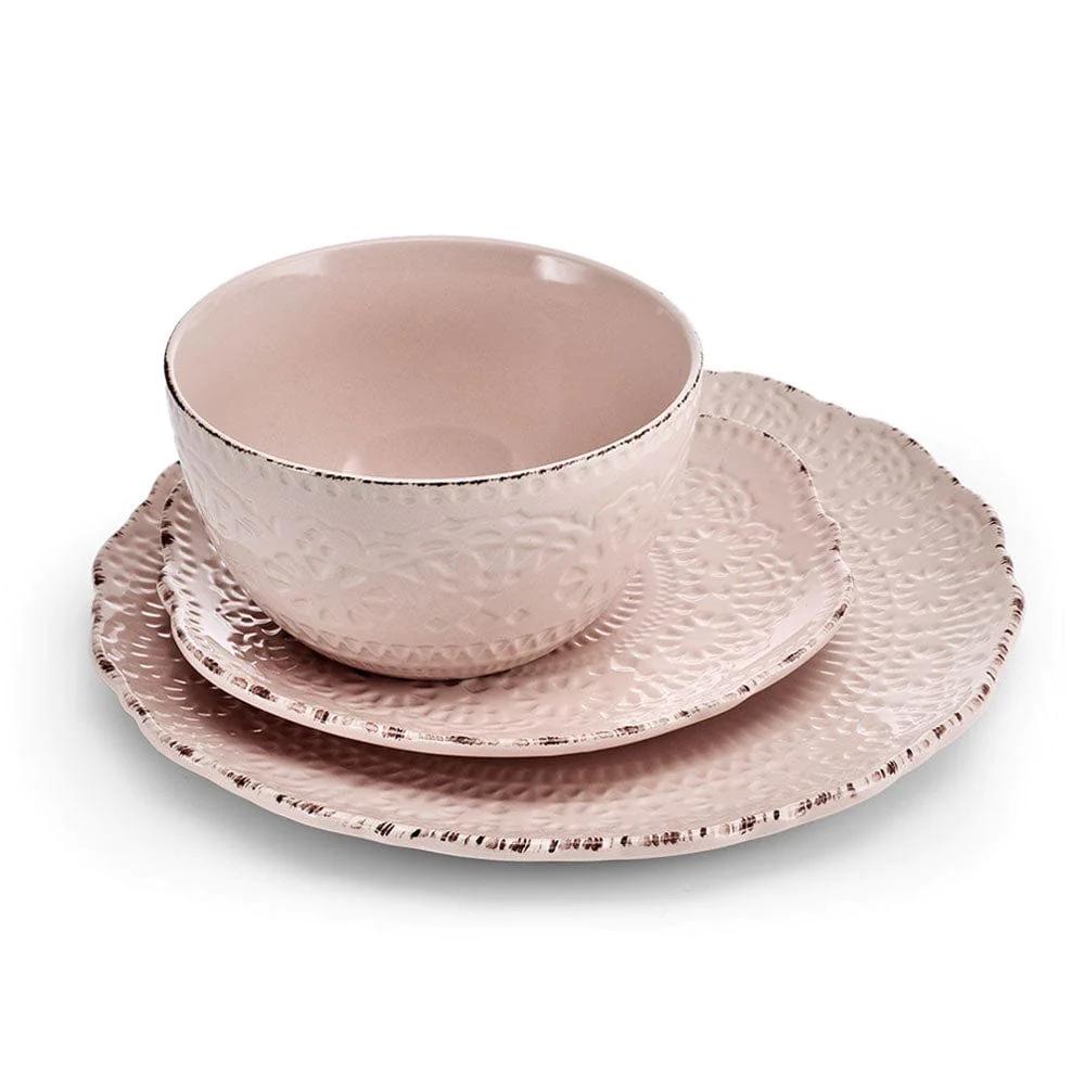Chateau Pink 12 Piece Dinnerware Set, Service for 4