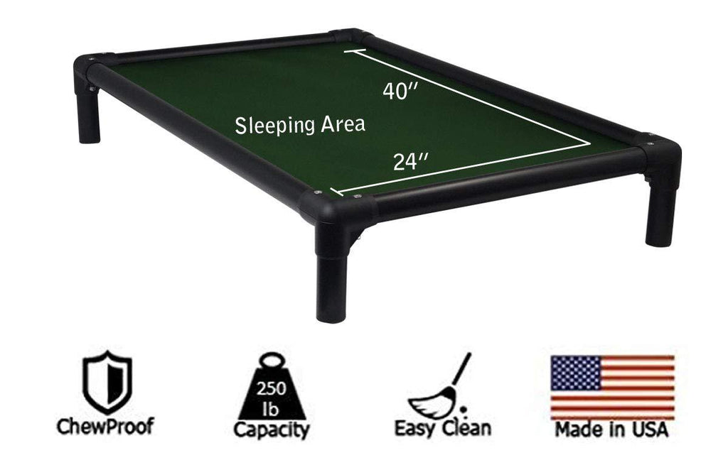 Kuranda Dog Bed - Chewproof - All Anodized Aluminum (Midnight Black) - Indoor/Outdoor - Elevated - Bite Proof - Easy to Clean - Dries ly - Heavy Duty Vinyl Fabric