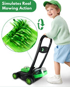 Kids Lawn Mower with Realistic Grass-Cutting Action and Sounds – No Batteries Required | Fun Outdoor Push Toy, Birthday Gift &amp; Holiday Present for 3, 4, 5, 6Year Old Boys and Girls (Black)