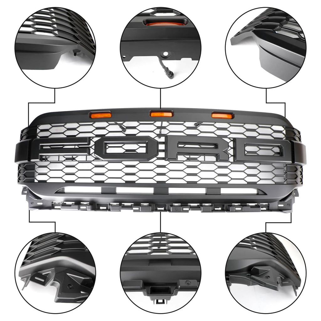 21-23 Ford Raptor Style Replacement Front Bumper Grille Grill W/ LED Generic