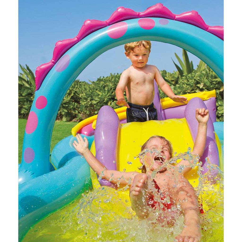 Dinoland Backyard Kiddie Inflatable Swimming Pool and Inflatable Ocean Play Center Pool with Slides, Water Sprayers, Toys,