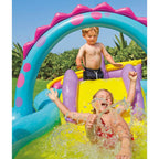 Dinoland Backyard Kiddie Inflatable Swimming Pool and Inflatable Ocean Play Center Pool with Slides, Water Sprayers, Toys,