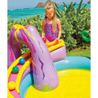 Dinoland Backyard Kiddie Inflatable Swimming Pool and Inflatable Ocean Play Center Pool with Slides, Water Sprayers, Toys,