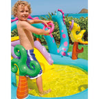Dinoland Backyard Kiddie Inflatable Swimming Pool and Inflatable Ocean Play Center Pool with Slides, Water Sprayers, Toys,