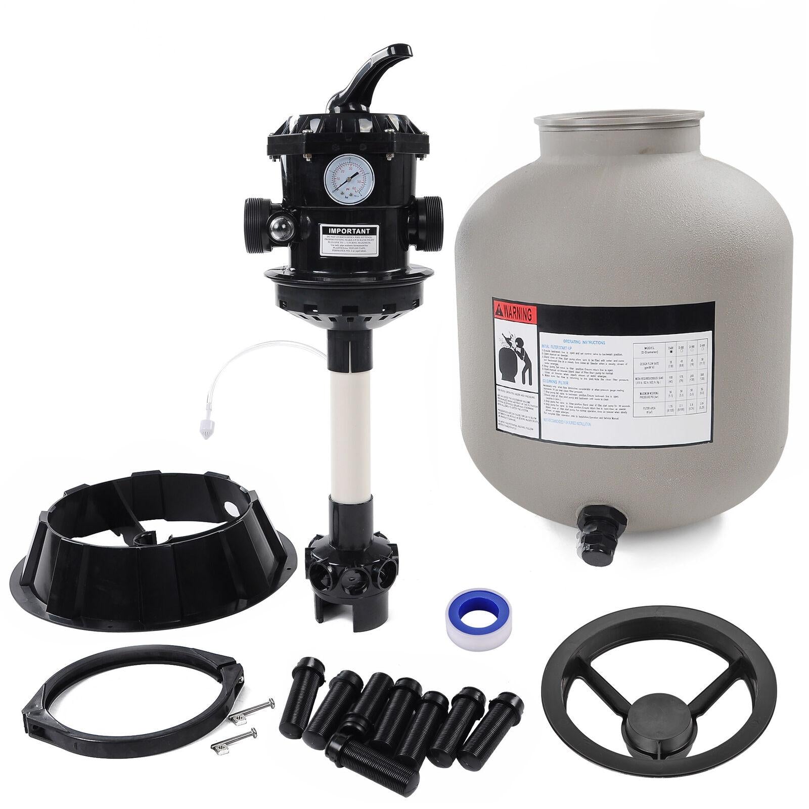 16" swimming pool sand filter inground pond fountain 0.35-0.75hp pump