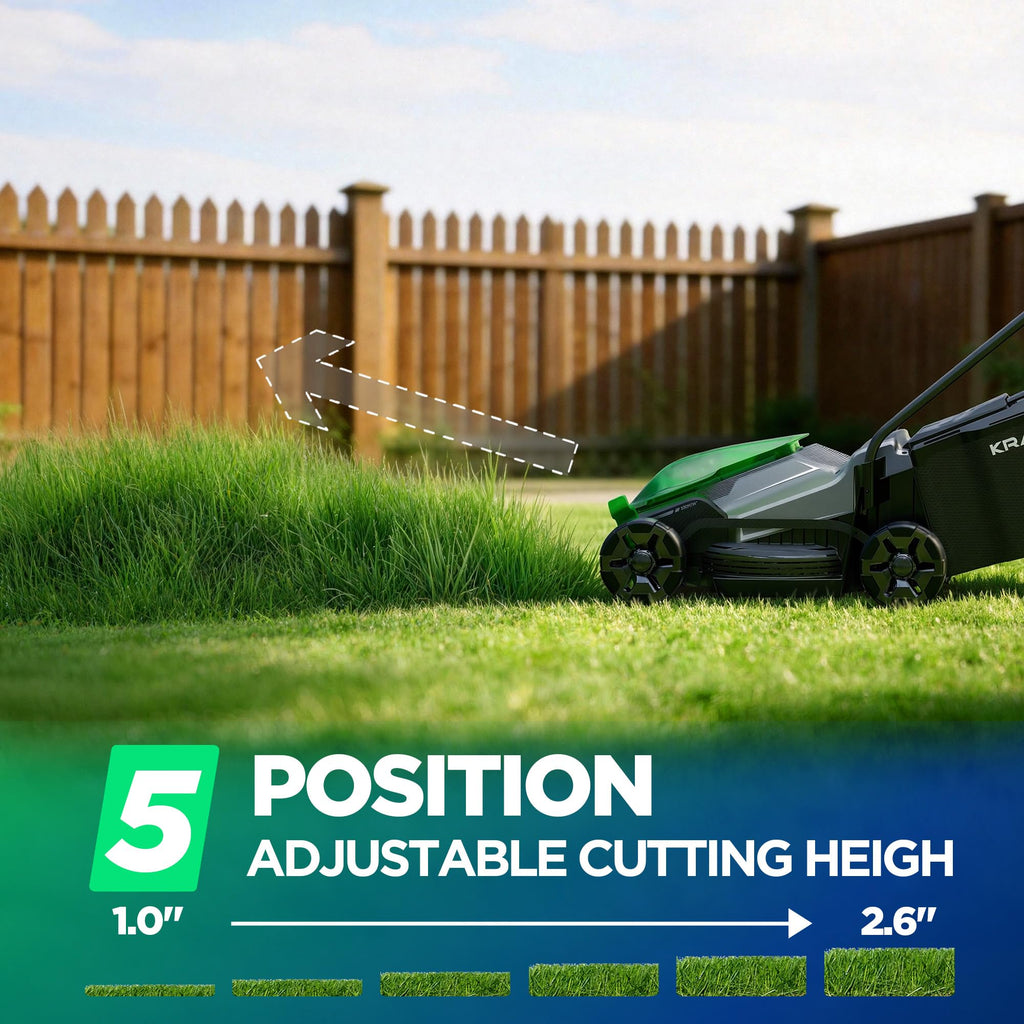 14" Cordless Lawn Mower, 20V Lightweight Push Mower with 5.0Ah Battery, Ultra-Quiet Motor for Small Yards, Lawn Care, Backyard Maintenance