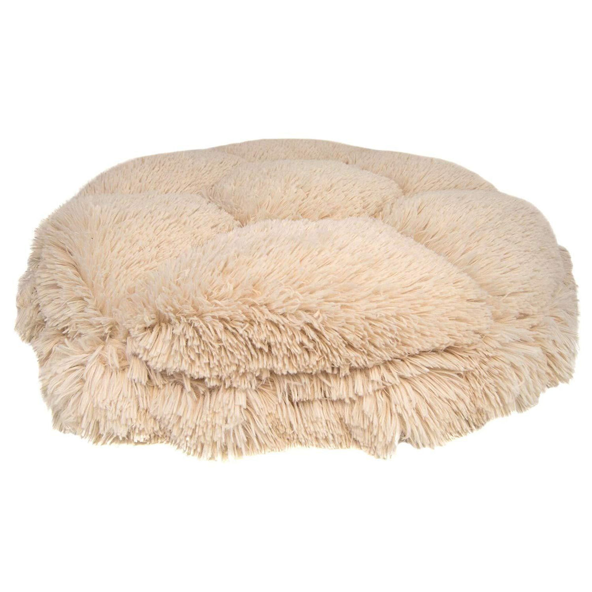 Ultra Plush Blondie/Aspen Snow Leopard Luxury Deluxe Dog/Pet Cuddle Pod Bed - 30" BeiFashion Round  Fur Machine Washable