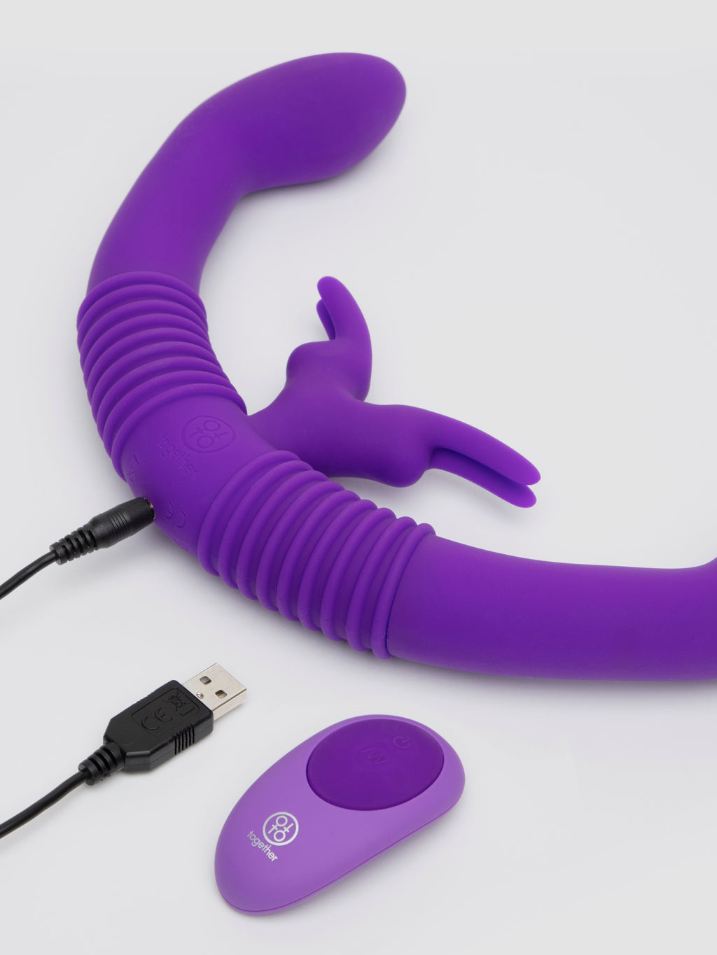 Together Toy Remote Control Dual Motor Couple's Rabbit Vibrator, Purple