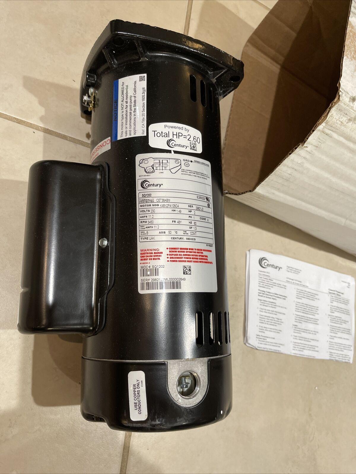 century sq1202 2 hp swimming pool pump 3460 rpm square flange mount new other