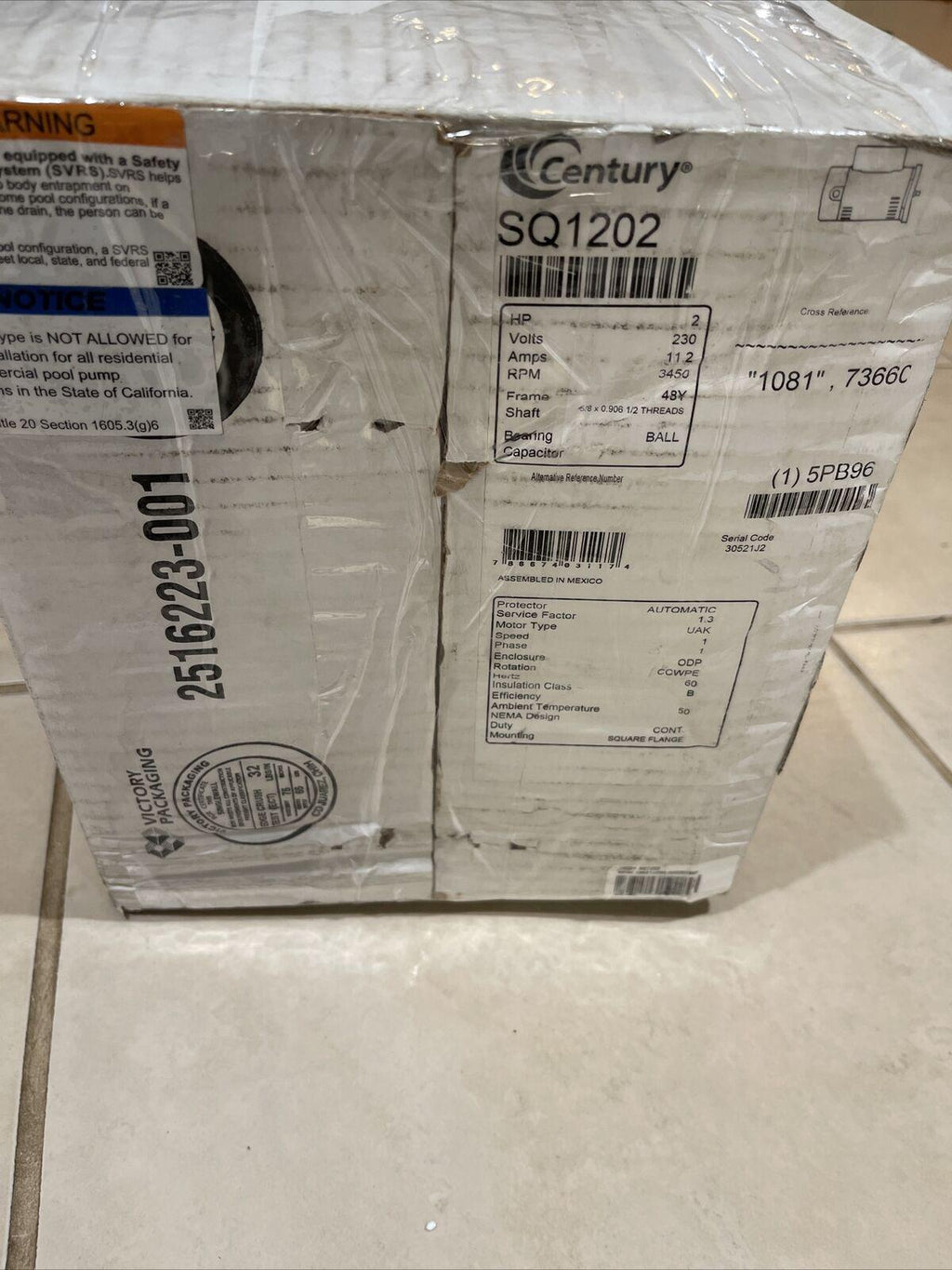 century sq1202 2 hp swimming pool pump 3460 rpm square flange mount new other