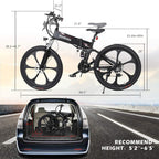 Electric Bikes for Adults,  26" 350W Folding Mountain Ebike Aluminum with 10AH Removable Battery, Electric Bicycle with Power Assist, 21 Speed Gears