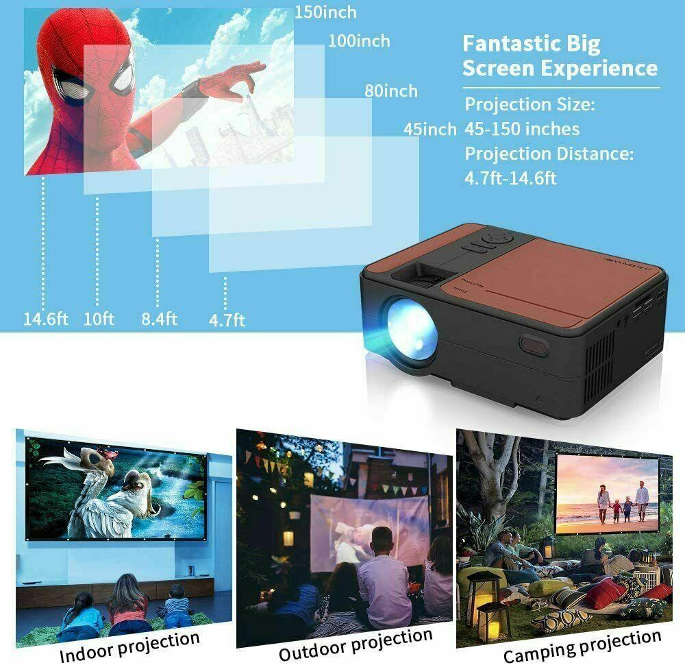 full hd led projector wireless blue-tooth android 1080p video hdmi office ppt tv