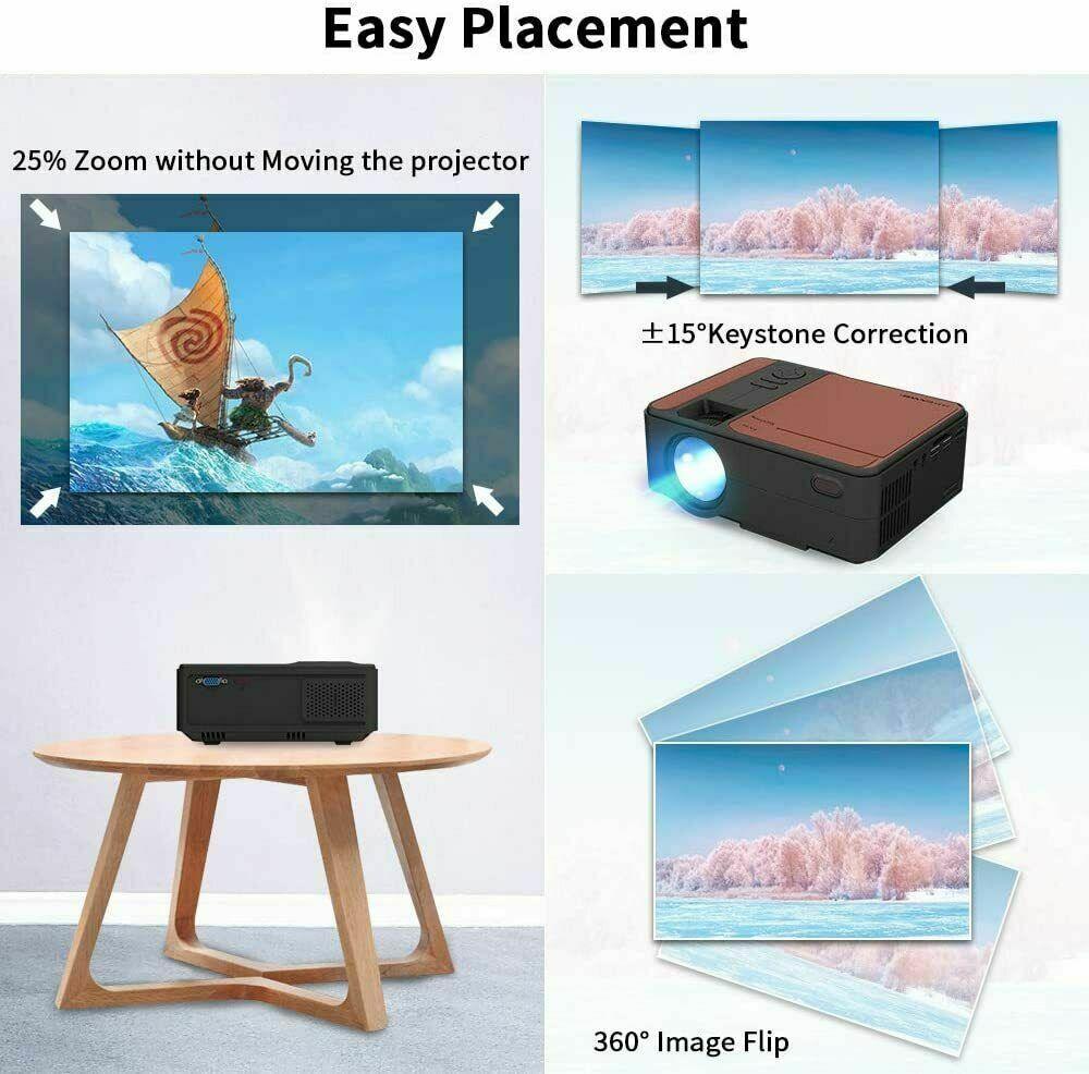full hd led projector wireless blue-tooth android 1080p video hdmi office ppt tv