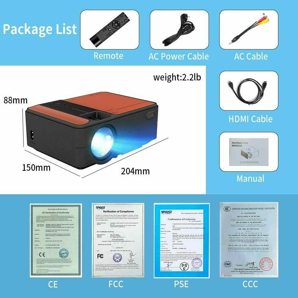 full hd led projector wireless blue-tooth android 1080p video hdmi office ppt tv
