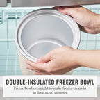 Ice Cream Maker, 2 Quart Double-Insulated Freezer Bowl, Sorbet & Frozen Yogurt, Ready in 20 Minutes, Mix-Ins Chute, Easy to Clean, Linen Cream