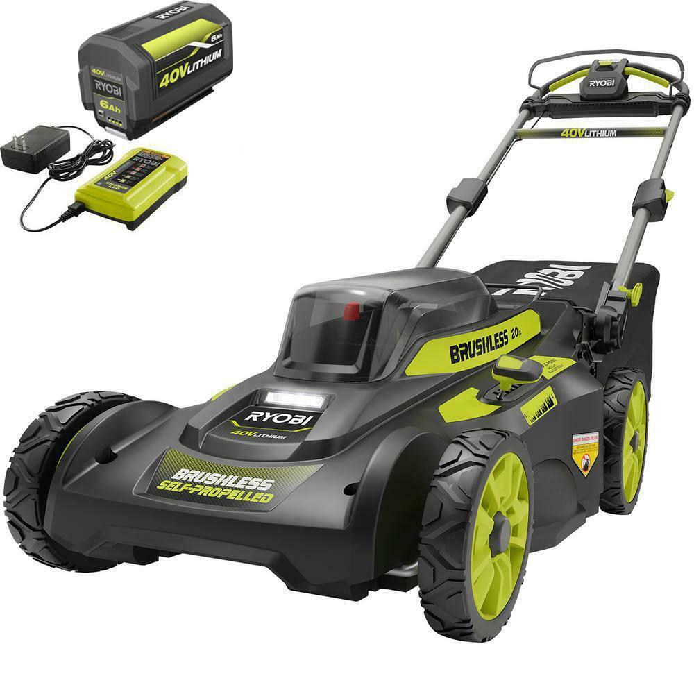 Electric Lawn Mower Cordless Walk Behind Self Propelled with Charger 20 In Path