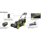 Electric Lawn Mower Cordless Walk Behind Self Propelled with Charger 20 In Path