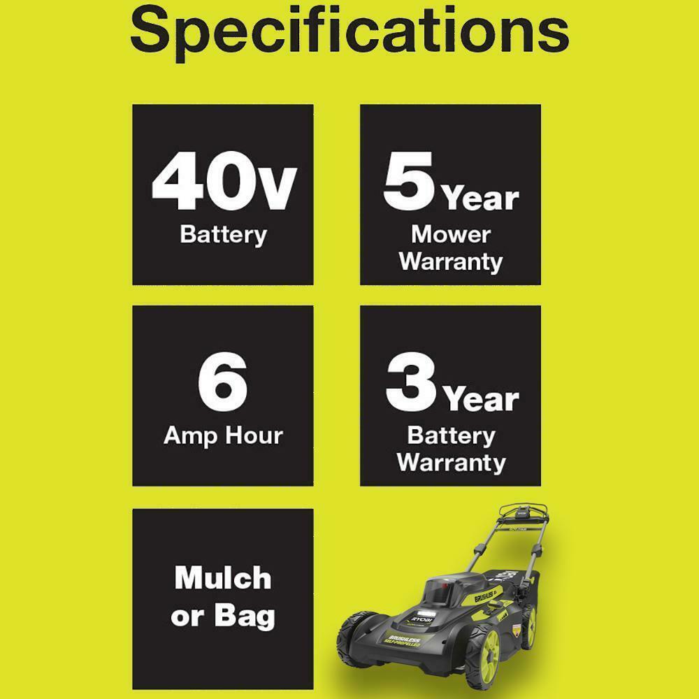 Electric Lawn Mower Cordless Walk Behind Self Propelled with Charger 20 In Path