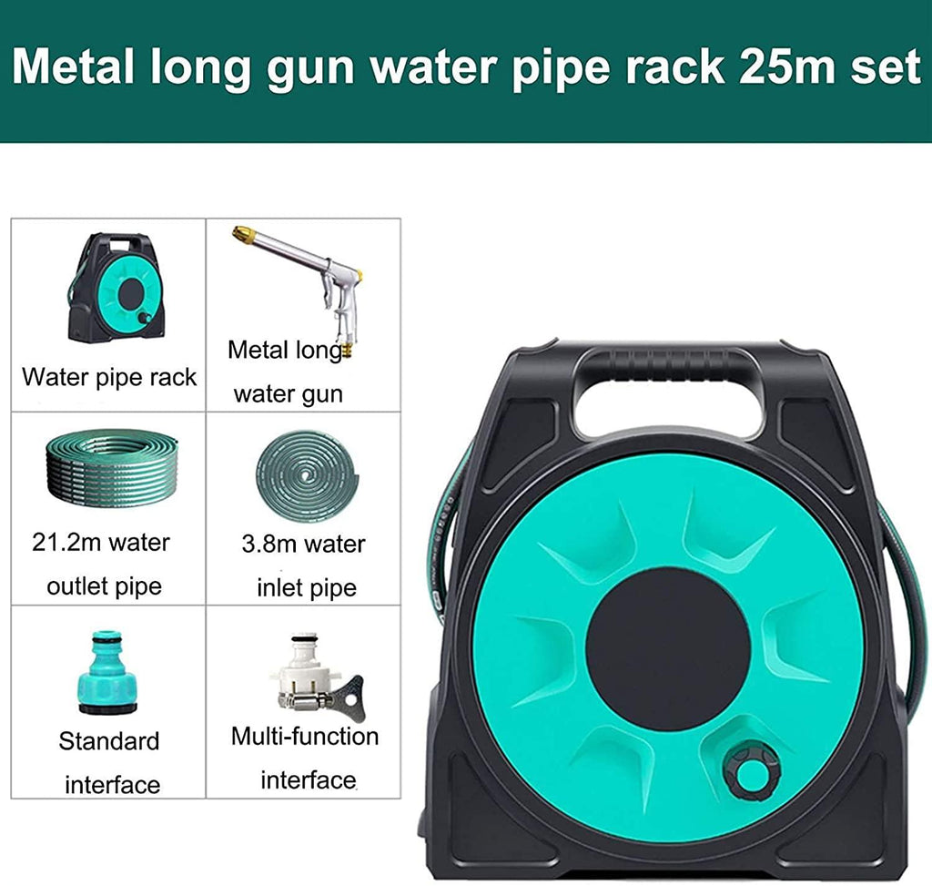 CMH HTTJDY Outdoor Portable Water Pipe Storage Rack, Garden Watering Hose Reel Rack with Adjustable Shower Nozzle, No Installation Required, Suitable for Small Gardens and Courtyard Lawns