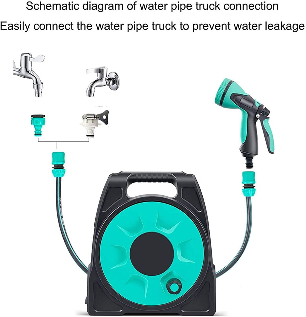 CMH HTTJDY Outdoor Portable Water Pipe Storage Rack, Garden Watering Hose Reel Rack with Adjustable Shower Nozzle, No Installation Required, Suitable for Small Gardens and Courtyard Lawns