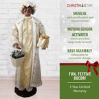 58 in. Christmas African American Dancing Mrs. Claus with Gift and Basket