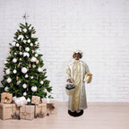 58 in. Christmas African American Dancing Mrs. Claus with Gift and Basket