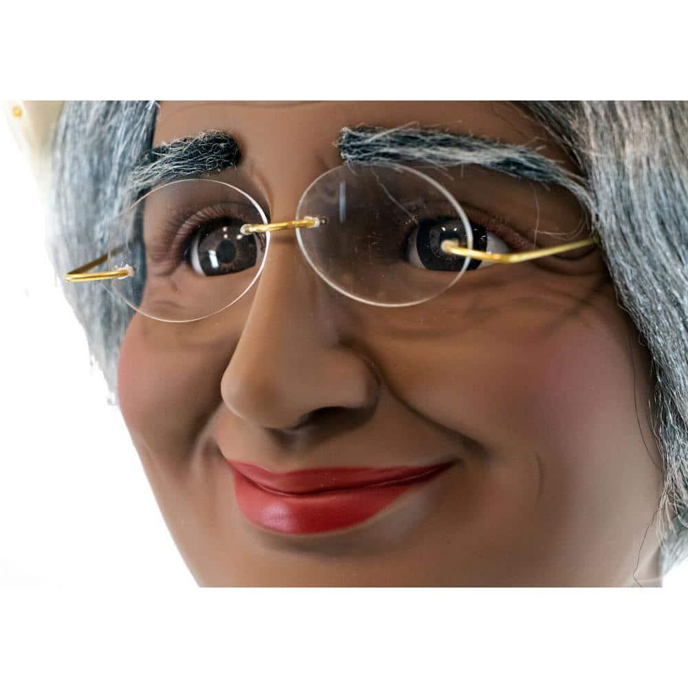 58 in. Christmas African American Dancing Mrs. Claus with Gift and Basket