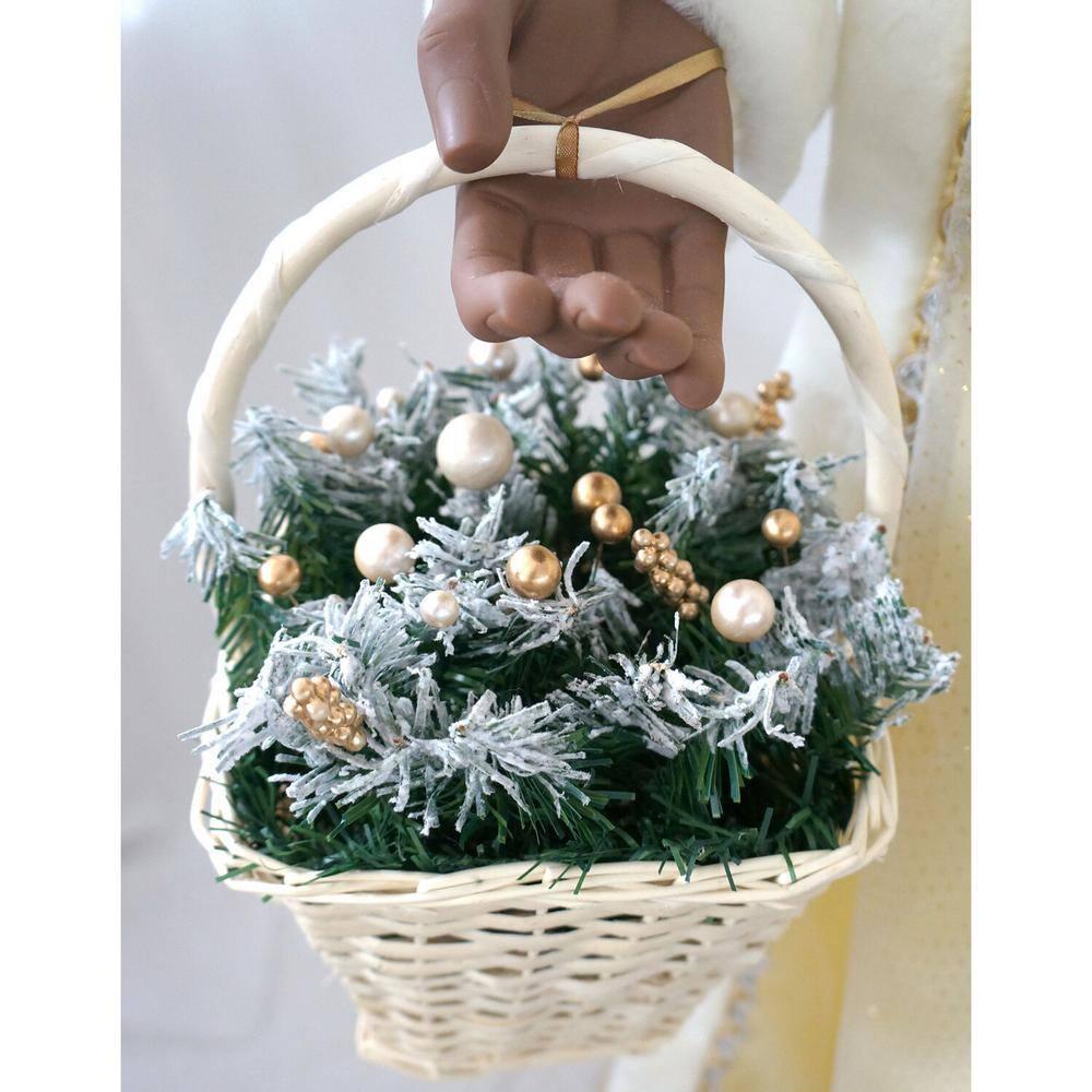 58 in. Christmas African American Dancing Mrs. Claus with Gift and Basket
