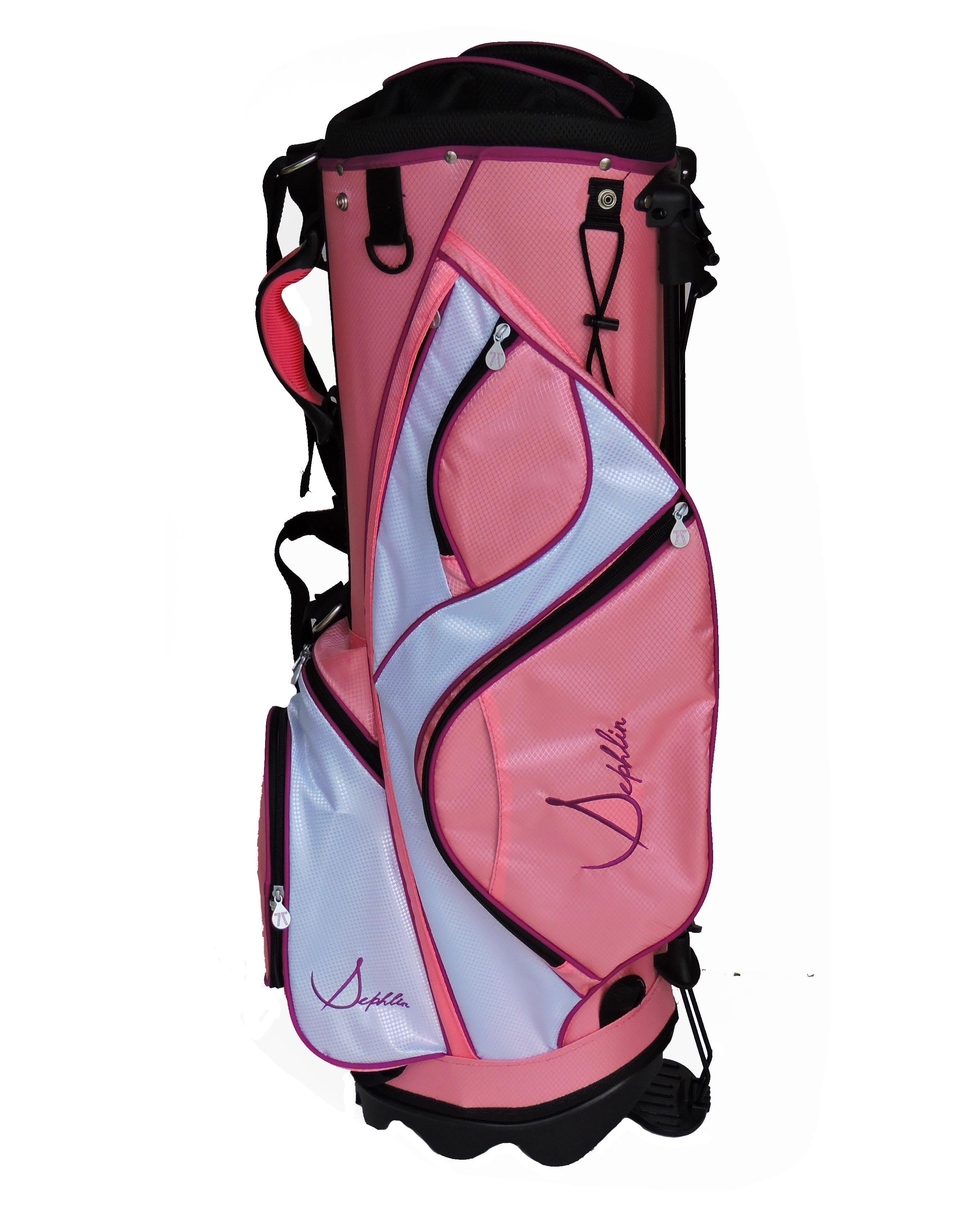 Sephlin - Lady Women Ultra Lite Pink Golf Bag (34" Stand Tall) (Salmon Pink &amp; White)