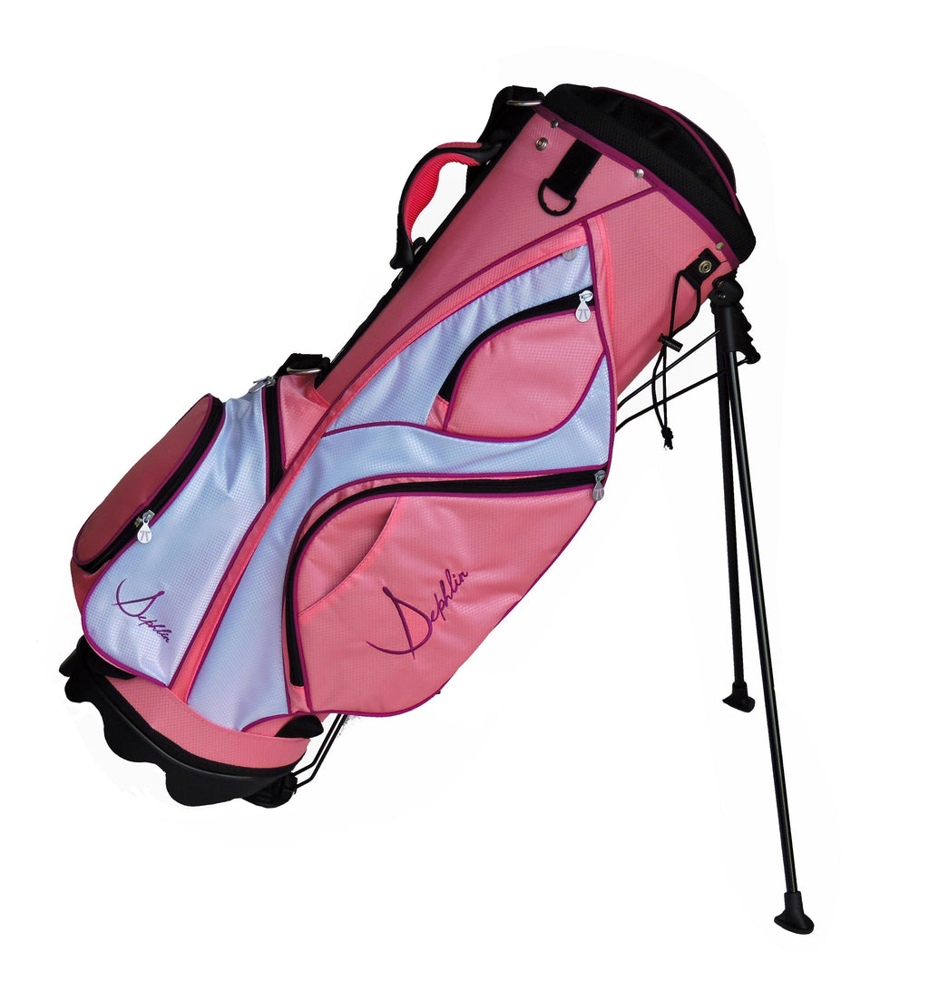 Sephlin - Lady Women Ultra Lite Pink Golf Bag (34" Stand Tall) (Salmon Pink &amp; White)