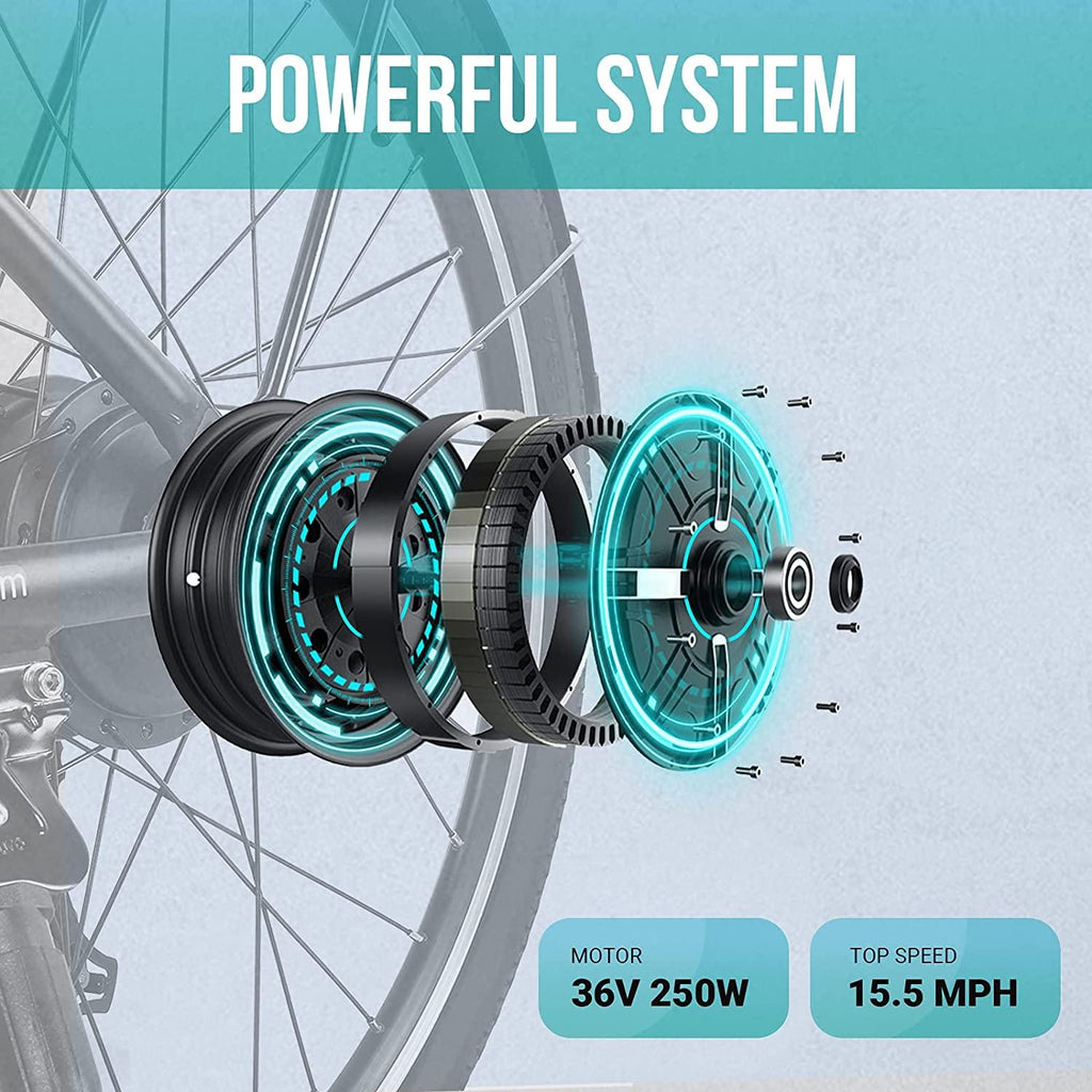 MACWHEEL 26" Electric Bike, Removable 36 V/10 Ah Lithium-ion Battery, 250 W Powerful Motor,  6-speed Gear Electric Commuter Bike with Throttle and Pedal Assist | LNE-26