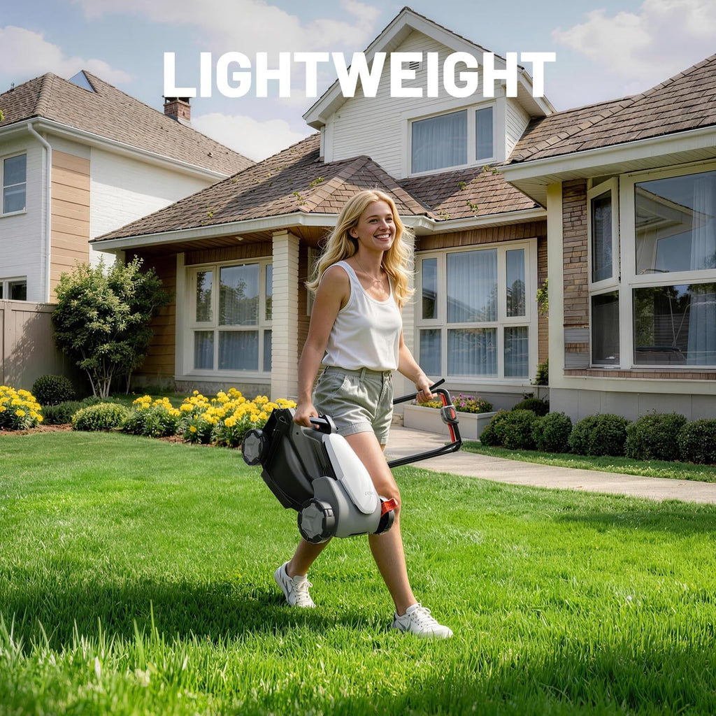 14 Inch Battery Lawn Mower, Lightweight Push Mower with 5.0Ah Battery, Easy-Start Cordless Grass Cutter for Small Yards