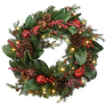 24 in. Rural Homestead Artificial Christmas Wreath with 50 Battery Operated LED Lights
