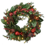 24 in. Rural Homestead Artificial Christmas Wreath with 50 Battery Operated LED Lights