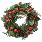 24 in. Rural Homestead Artificial Christmas Wreath with 50 Battery Operated LED Lights