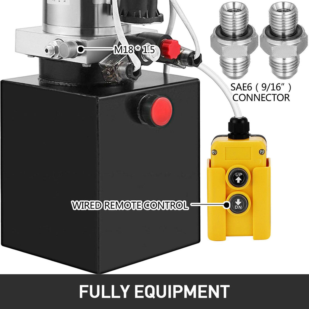 4 Quart Double Acting Hydraulic Pump 12V DC Dump Trailer Power Unit Lifting Pack