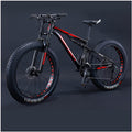 NENAGFat Tire Bike for Men, 26 Inch 27 Speed Mountain Bike, 4 Inch Wide Tire Beach Snow Mountain Bicycle, Full Suspension Fork Dual Disc Brakes MTB with Adjustable Seat,Black