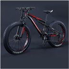 NENAGFat Tire Bike for Men, 26 Inch 27 Speed Mountain Bike, 4 Inch Wide Tire Beach Snow Mountain Bicycle, Full Suspension Fork Dual Disc Brakes MTB with Adjustable Seat,Black