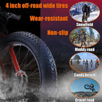 NENAGFat Tire Bike for Men, 26 Inch 27 Speed Mountain Bike, 4 Inch Wide Tire Beach Snow Mountain Bicycle, Full Suspension Fork Dual Disc Brakes MTB with Adjustable Seat,Black