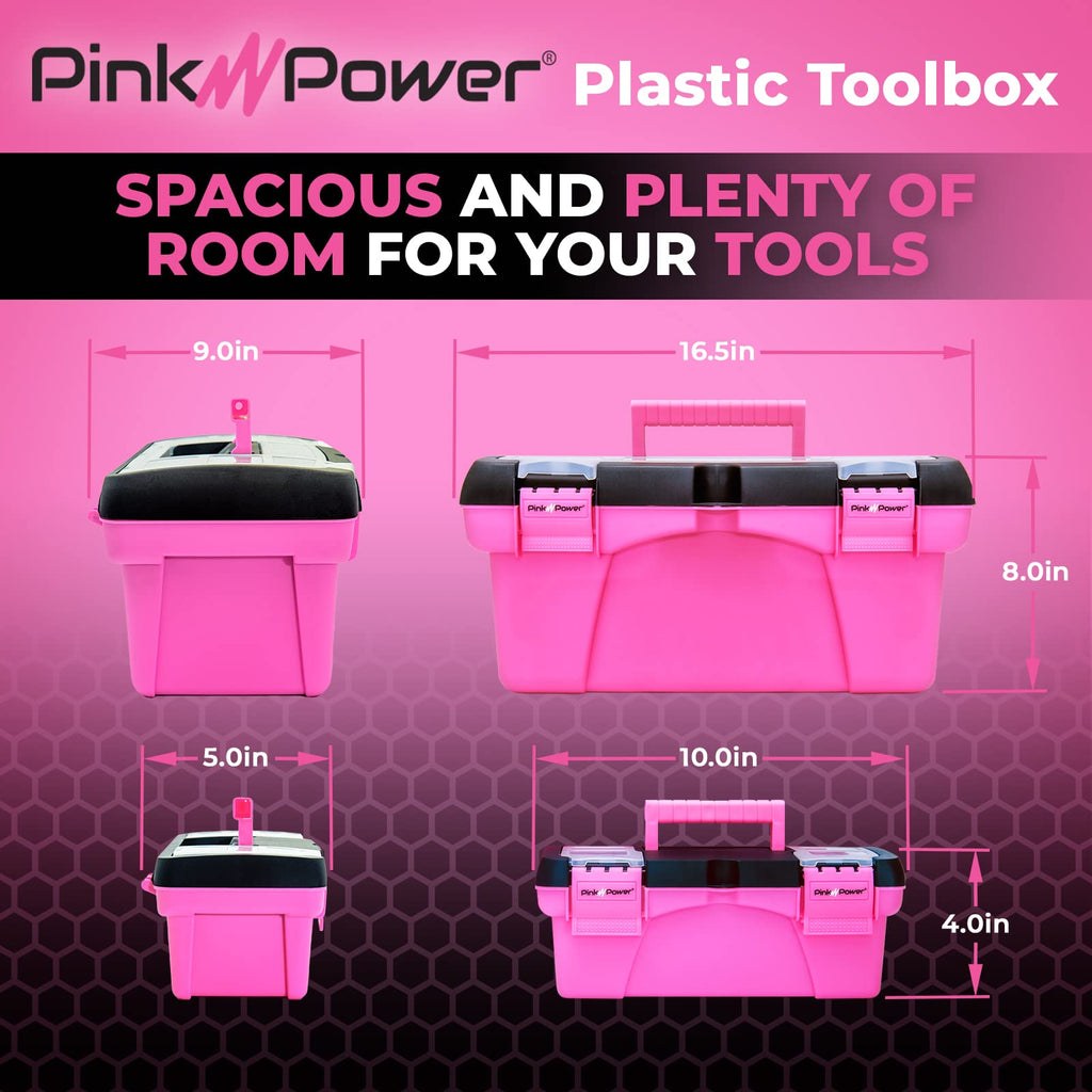 Pink Tool Box for Women - Sewing, Art & Craft Organizer Small & LarPlastic Tool Box with Handle - Pink Toolbox Sewing Tool StoraBox - Portable Mini LocTool Boxes (2 Pack)