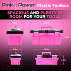 Pink Tool Box for Women - Sewing, Art & Craft Organizer Small & LarPlastic Tool Box with Handle - Pink Toolbox Sewing Tool StoraBox - Portable Mini LocTool Boxes (2 Pack)